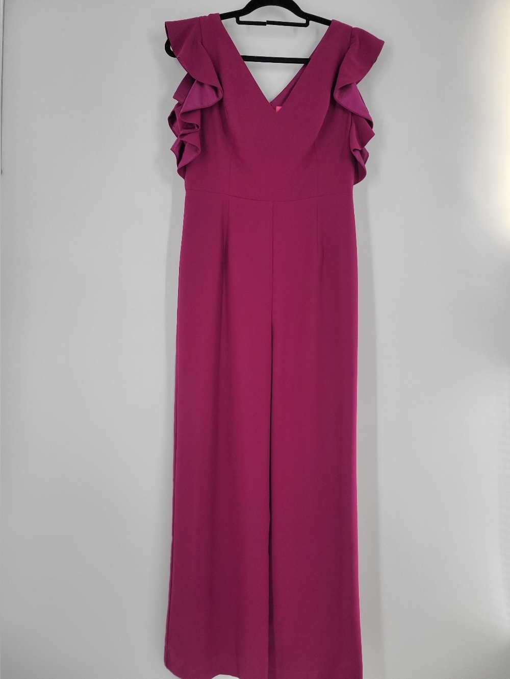 Lilly Pulitzer Fuchsia Ruffle-Sleeve Romper Straight Legs Size 8